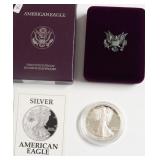 1992 PROOF SILVER EAGLE W BOX PAPERS