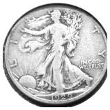 1929 S WALKING HALF DOLLAR VF