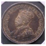 1918 CANADA SILVER 5 CENTS AU