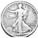 1917 S WALKING HALF DOLLAR VF