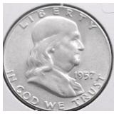 1957 CHOICE BU FRANKLIN HALF DOLLAR
