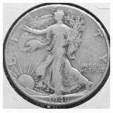1946 D WALKING HALF DOLLAR VF