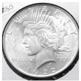 1922 CHOICE BU PEACE DOLLAR
