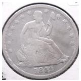 1842 SEATED HALF DOLLAR F