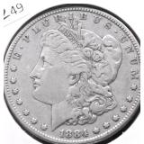 1884  S MORGAN DOLLAR VF