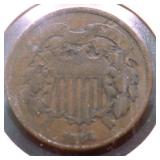 1864 TWO CENT XF