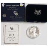 2012 PROOF SILVER EAGLE W BOX PAPERS