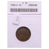 1926 S ANACS F 12 LINCOLN CENT