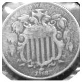 1868 SHIELD NICKEL VG DETAILS