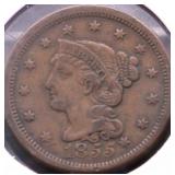 1855 LARGE CEN T VF DETAILS