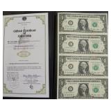 GEM BU UNCUT SHEET OF 1 $ FEDERAL RESERVE NOTES