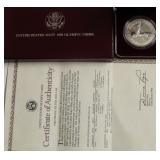 PROOF OLYMPIC SILVER DOLLAR W BOX PAPERS