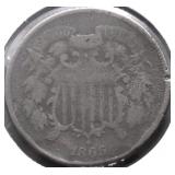 1865 TWO CENT PIECE VG