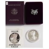 1991 PROOF SILVER EAGLE W BOX PAPERS