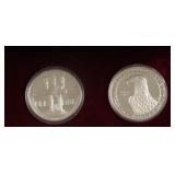 TWO PROOF OLYMPIC SILVER DOLLARS W BOX