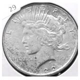 1922 PEACE DOLLAR VF