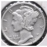 1942 MERCURY DIME AU