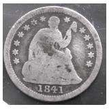 1841 SEATED HALF DIME VG