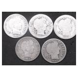FIVE BARBER DIMES
