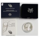 2015 PROOF SILVER EAGLE W BOX PAPERS