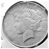 1922 D PEACE DOLLAR VF