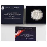 .999 SILVER ARMED FORCES MEDAL PROGRAM WBOX PAPERS