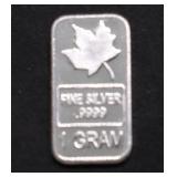 1 GRAM .999 SILVER BAR