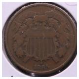 1865 TWO CENT PIECE F