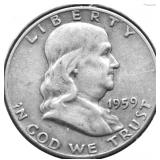 1959 D FRANKLIN HALF DOLLAR VF