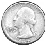 1934 D WASHINGTON QUARTER VF