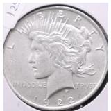 1922 PEACE DOLLAR BU W MINT ERROR ANEALED PLANCHET