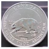 1.5   OZ .9999 CANADA POLAR BEAR GEM