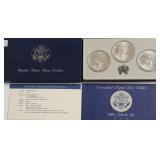 3 GEM BU OLYMPIC SILVER DOLLARS W BOX PAPERS