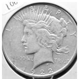 1922 D PEACE DOLLAR XF