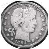 1894 BARBER QUARTER VG
