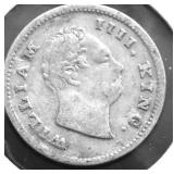 1835 EAST INDIA CO SILVER 6 PENCE VF