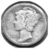 1924 MERCURY DIME VF