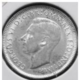 1943 D GEM BU AUSTRALIA SILVER 6 PENCE