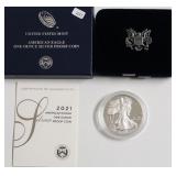 2021 PROOF SILVER EAGLE W BOX PAPERS