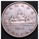 1957 CANADA SILVER DOLLAR XF