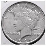 1924 PEACE DOLLAR AU