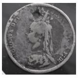 1887 G BRIT SILVER 3 PENCE HOLE