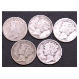 5 MERCURY DIMES