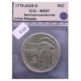 2026 ICG MS67 HALF DOLLAR