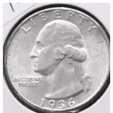 1936 GEM BU WASHINGTON QUARTER