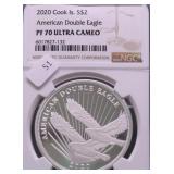 2020NGC PF70DC COOK ISLANDS 2 $ 1/2 OZ .999 SILVER