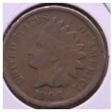 1908 INDIAN HEAD CENT VG