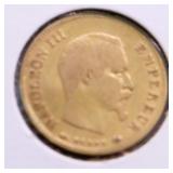 1857 FRANCE GOLD 10 FRANCS XF
