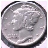 1941 S MERCURY DIME AU