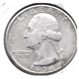 1934 WASHINGTON QUARTER AU